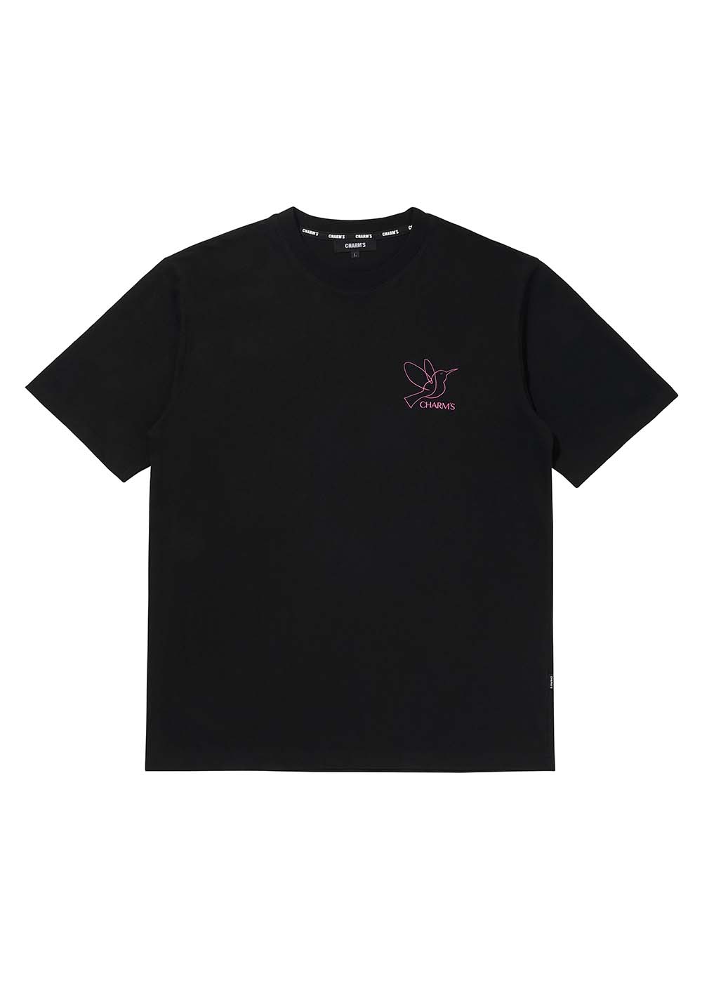 [참스 X 뱀뱀] 아가새 드로잉 로고 티셔츠 블랙